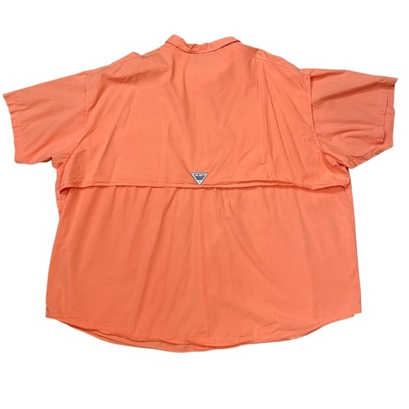 COLUMBIA PFG Big Men's 4XL Melon Orange Fishing Button-Down short sleeve Shirt - Picture 8 of 9